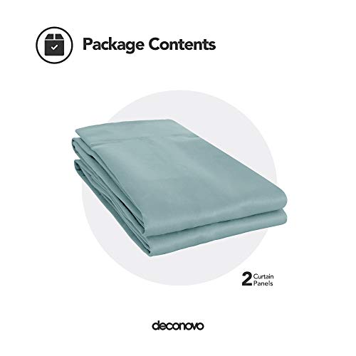 Image of Deconovo Polyester & Polyester Blend Solid Rod Pocket Blackout Curtain, Door - 7 Feet, Light Blue