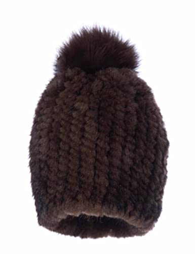 Real Fur Beanie Hat Women's Weather Mink Fur...