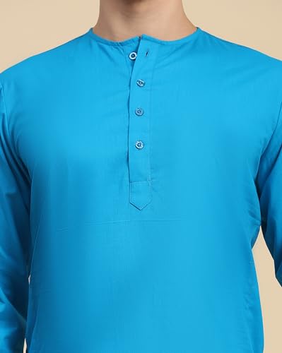 Image of SKAVIJ Men's Pure Cotton Solid Kurta Pajama Set Round Neck Casual Yoga Dress
