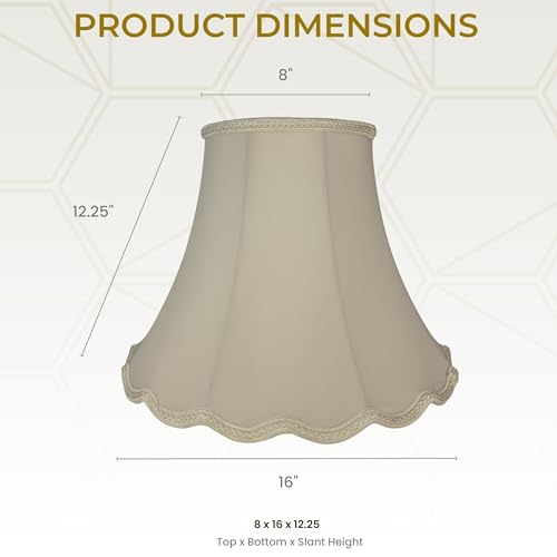 Image of Royal Designs, Inc. Scalloped Bell Designer Lamp Shade, DSO-83-16BG-2, Beige, 8 x 16 x 12.25, Set of 2
