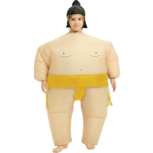 Threadsorcery Halloween Inflatable Sumo Costume Kids Blow Up Wrestler Suit Boys Girls (Yellow)