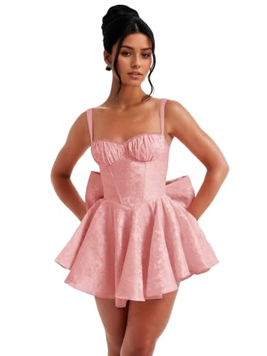 Image of Short Satin Homecoming Dresses with Bows Applique Corset Prom Dress Mini HOCO Party Cocktail Gowns for Teens