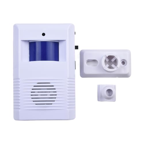 MonoSora Timbre inalámbrico con sensor de movimiento con 16 tonos de llamada, alarma de seguridad activada por luz, para casa, oficina, tienda, entrada, color blanco