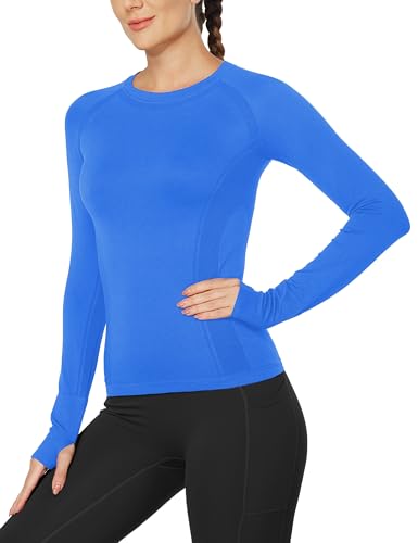 Image of MathCat Workout Shirts for Women Long Sleeve, Workout Tops for Women, Quick Dry Gym Athletic Tops,Seamless Yoga Shirts XS-XL