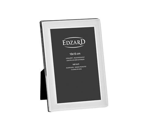 EDZARD Cadre photo Nardo, argenté raffiné, résistant au ternissement, pour photo 10 x 15 cm,...