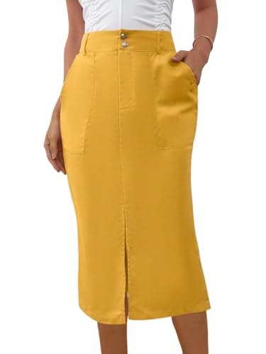 Casual Solid Color Knee-Length Skirt Basic Women's Summer Casual Vinage Skirt