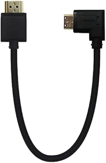 LOKEKE 4K Mini HDMI to HDMI 2.0 Cable Cord, Standard HDMI Male to 90 Degree Left Angle Mini HDMI Male Cable Adapter 4K*2K@60Hz Ethernet 3D Audio Return(0.15M, Left Angle)