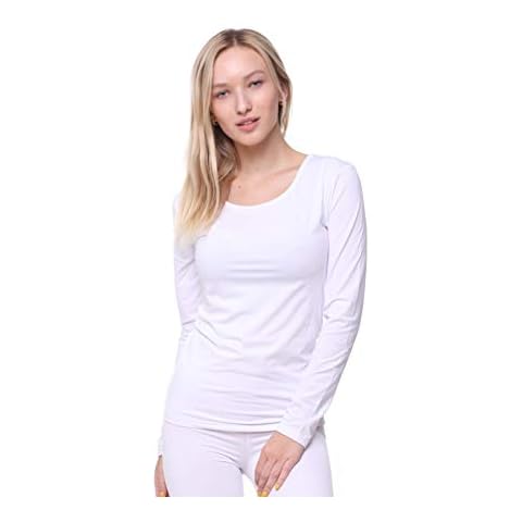 Women's Thermal Top Lightweight Ultra Soft Fleece, Very Warm, Excellent Wicking, White Cover