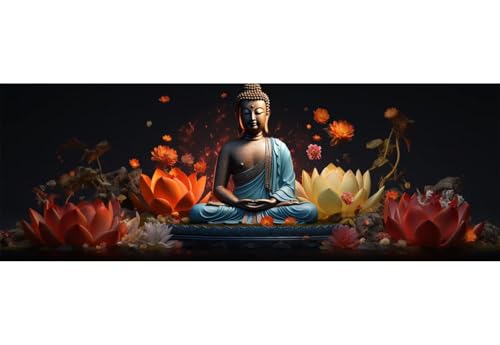 5D Kit Completo Pintura de Diamantes Flor De Buda Grande 5D Diamond Art Mosaico Artesanía Kit, 5D Diamond Painting Pedrería Diamond Painting Accesorios Kit para Decor Hogar 55x160 cm/22x63 Inch M-604