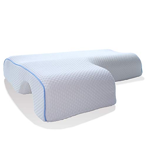 Memory Foam Pillow for Sleeping, Arched Cuddle Cervical Pillow for Neck Pain Relief, Bed Couples Side Sleeper Pillows for Eco Gel Arm Pillows for Sleeping