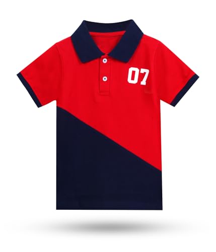 Image of Kids Boys Cotton Polo T-Shirt | Regular Fit Collar Tee (2-16 Years) | Multi-Colour Variants