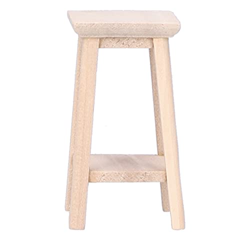 OVAQUIXI Taburete de Casa de Muñecas de Madera en Miniatura de Simulación, Modelo de Taburete Alto a Escala 1:12, Diseño Lindo para Niñas Pequeñas, Material de Madera Compuesto Duradero, Ideal para