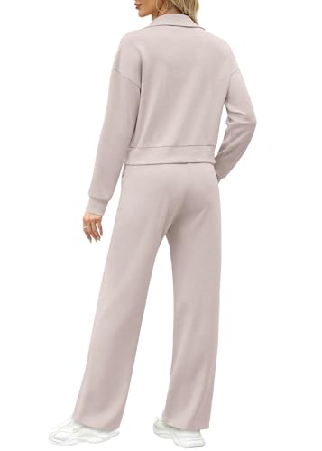 Image of XIEERDUO Lounge Sets for Women 2025 Sweatsuit 2 Piece Outfits Sweatshirt Wide Leg Sweatpant Tracksuit Matching Set
