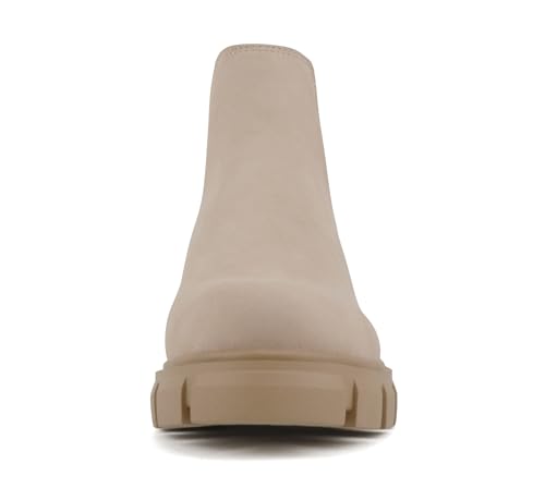 Image of Soda PIONEER ~ Women Lug Sole Mid Heel Chelsea Fashion Ankle Bootie w /Double Elastic Gore