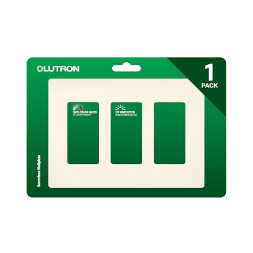 Image of Lutron Claro 3 Gang Decorator /Rocker Wallplate, Satin, Biscuit (1-Pack) | SC-3-BI