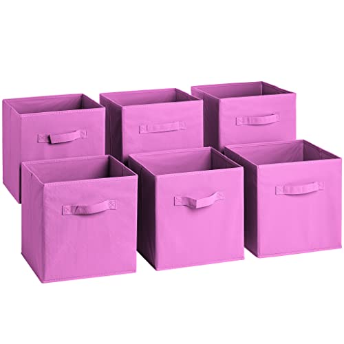 Sorbus® 11 Inch Cube Storage Organizer Bins - 6 Pack - Foldable Storage Cubes - Rectangular Shelf Basket - Great For Nursery, Playroom, Closet, Home Organization (Pastel Pink) #TOP26