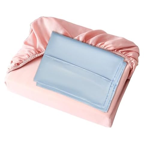 AYASW Peach Pink Fitted Sheet and Light Blue Pillowcases Set of 3 Queen Size Brushed Microfiber Cover