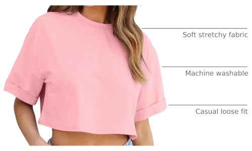Image of Tankaneo Women Crop T-Shirts Half Sleeve Drop Shoulder Cropped Tops Y2K Casual Summer Basic Tees