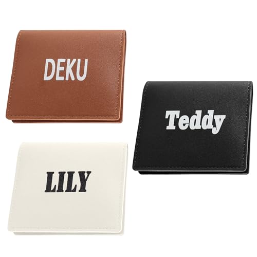 Customizable Leather Card Holder Wallet, Personalized Credit Card Case,ID Card Student Card License Cash Organizer 3 Colors Custom Gift For Women Men