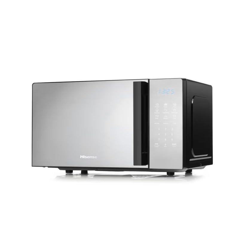 Hisense, H20MOMBS4HG kuchenka mikrofalowa 20 litrów, otwór drzwi po lewej stronie, wyświetlacz LED z przyciskami, 9 funkcji, 700 W, grill rurowy, kolor lustra