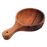 Angoily Noodle Bowl, Handcrafted Wooden Salad Bowl for Fruits Soup and Snacks, Light Brown 11.41X7.08X1.77 Inch Ideal for Home Use and Gift Giving