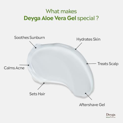 Deyga Aloe Vera Gel | Pure & Organic Multipurpose Gel | Non-Sticky for Face, Skin & Hair | Soothes Acne, Sunburn | For Men & Women (100g)