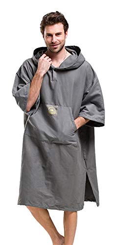 Icegrey Adultos Changing Robe Toalla Poncho con Capucha para Hacer Surf, Nadar Traje de Cambio, Talla única Gris