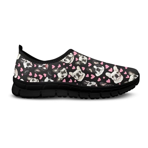 Cute Puppy Print Sneakers for Women Slip-on Walking Shoes Mesh Casual Tennis Shoes4