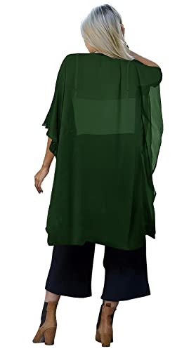 Image of Indian Trendy Women's Solid Puff Sleeve Kimono Long Cardigan Loose Cover Up Casual Blouse Top Chiffon