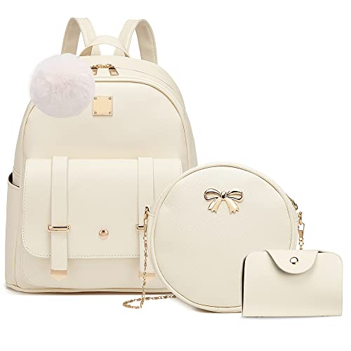 Image of MACCINELO Cute Leather Mini Backpack Purse for Women Bowknot Small Backpack for Girls gift Rucksack Ladies Shoulder Bag 3pcs