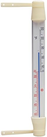 HOKCO Outdoor Window Frame Thermometer 8 inch Tall White Plastic