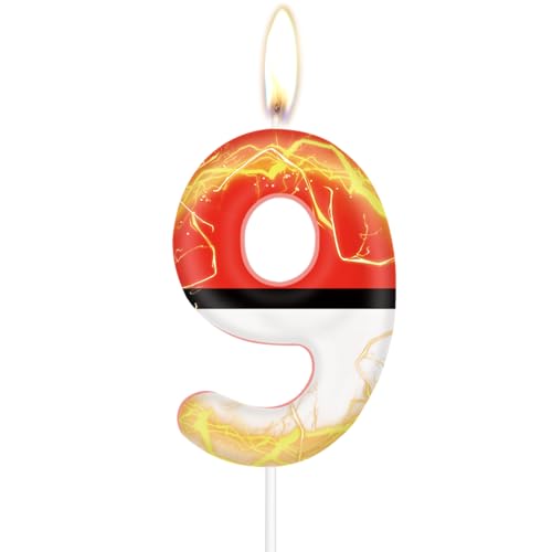 Vela de cumpleaños número 9 de dibujos animados, velas de anime número 9 para pastel, decoración de 9º cumpleaños de niñas y niños, decoración de fiesta temática de anime de pastel de vela