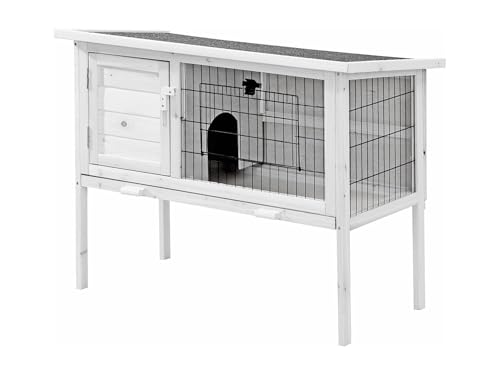 Vente-unique - Clapier en Bois sur Pieds pour Lapins et rongeurs - L. 91 x P. 45 x H. 70 cm - Blanc - LAPIUS