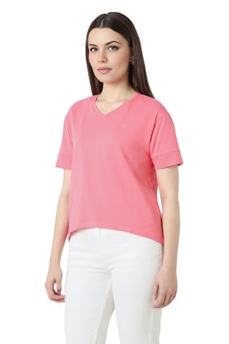 Image of Van Heusen Women's Cotton Regular Fit Half Sleeve V-Neck Casual T-Shirt