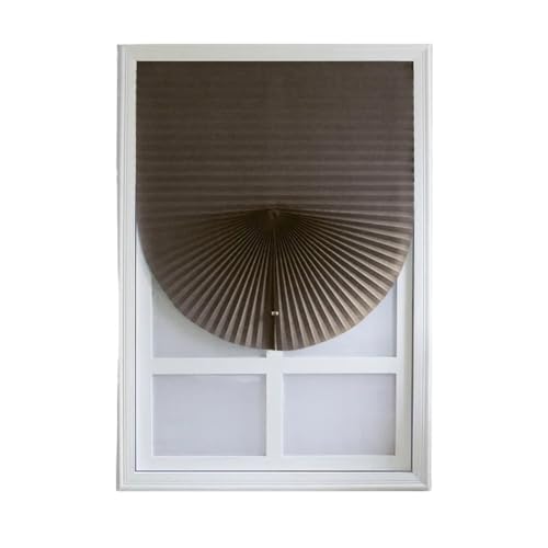 Persiana Veneciana Persianas Autoadhesivas, Cortinas Opacas Plisadas, Pantalla de Papel inalámbrica, Tela no Tejida Plegable for baño y balcón(Coffee,60x180CM)
