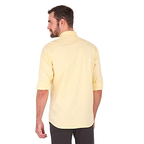 Image of Colorplus Men's Cotton Blend Solid Pattern Tailored Fit Spread Collar Full Sleeve Casual Shirt