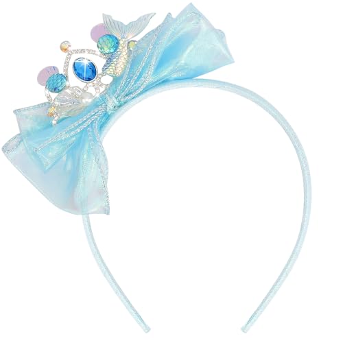 Vovii Mermaid Headbands for Girls, Mermaid Hairband with Starfish for Girls, Little Mermaid Hair Accessories for Girls Women (Blue)