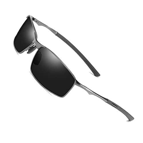 AORON Lunettes de soleil polarisées en aluminium HD pour homme Protection UV400 pour conduite en plein air sports de plein air, gris Cover
