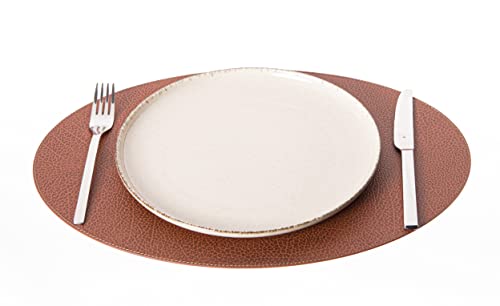 Nikalaz 1 set de table ovale en cuir recyclé - 45,72 x 33,02 cm (marron sale) Cover