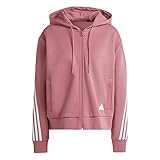Schnell trocknendes Material adidas Kapuzen-Sweatshirt mit Reißverschluss, Damen 3-Stripes Future Icons, Rose