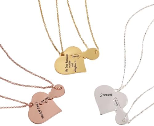 Heart & Key Necklace - Necklace For Couples - His And Hers Pendant - Key To My Heart Necklace Matching Necklaces - Engraved Matching Jewelry image 5