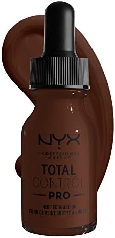 NYX PROFESSIONAL MAKEUP Total Control Pro Drop Foundation, Skin-True Buildable Coverage - Deep Ebony