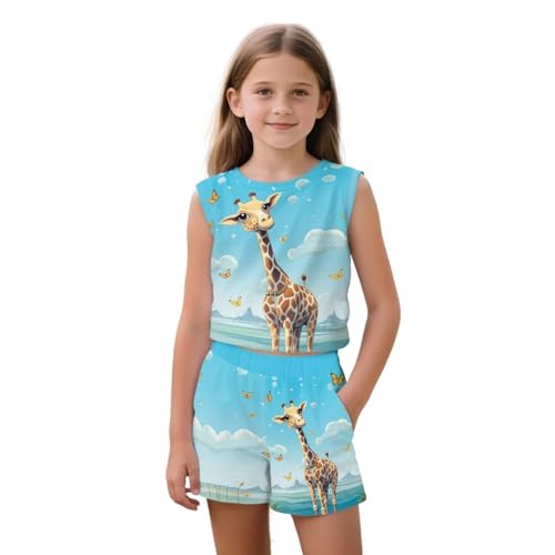 Kids Summer Sleeveless Short Set for Girls Size 5-14 Years Old