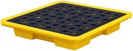 Bac de rétention empilable avec Drain, 72x72x16 cm, pour Le contrôle des déversements de fûts d'huile Robustes, Grille de Collecte de liquides industriels, Stockage sûr et Protection de l'en
