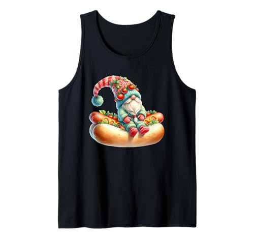 Hot Dog Gnome For Men Women Funny Grilling Hotdog Graphic Camiseta sin Mangas