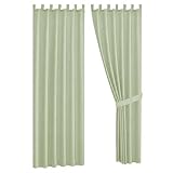 ZOLARA Cortinas Trabillas 140x260 cm Verde Claro, Visillo Salon Dormitorio
