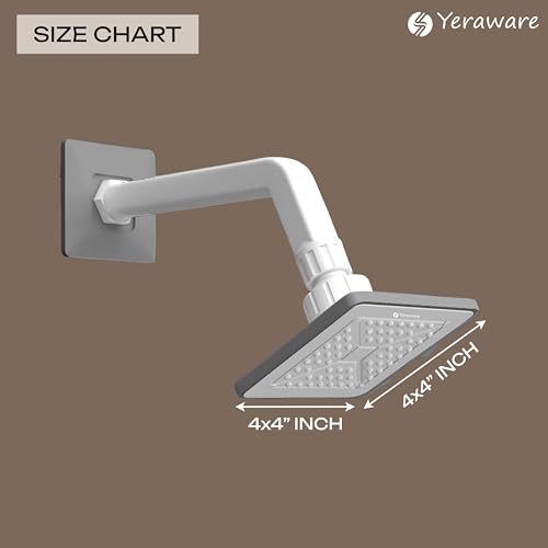 Image of YERAWAR Wall Mounted Overhead Shower Head | High Pressure Rain Shower | ABS Material Body | Anti-Clog Nozzles | Easy Install Bathroom Shower for Home & Hotel (Grey, 4 X 4 Inch)
