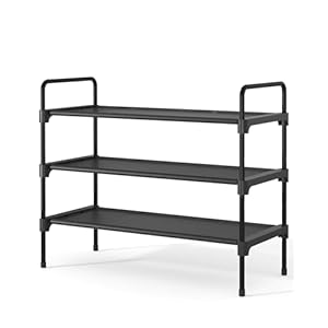 Kitsure Shoe Rack for Closet, Sturdy Shoe Storage for Entryway, Space-Saving Shoe Rack Small and Shoe Shelf, 27.6″ Wide, Black