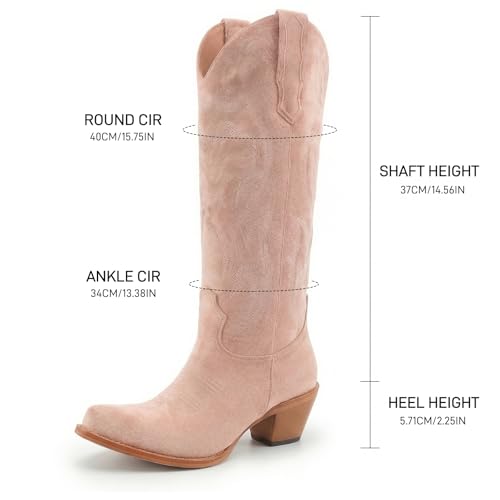Image of Women's Mid Calf Cowboy Boots Western Pointed Toe Embroidered Boots