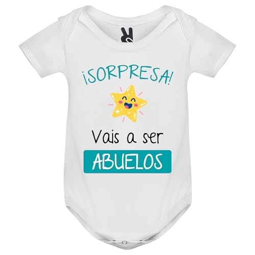 Traineando VAYACAMISETA | Body bebé anuncio embarazo - Para regalar a Abuelos, Tíos - Regalos sorpresa (ABUELOS, 3 MESES)